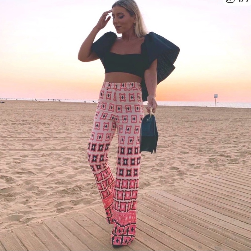 ZARA PRINTED FLARED PANTS